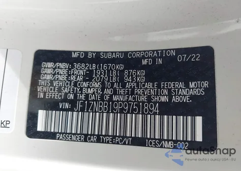 2023 Toyota Gr86 из США, поврежденный, VIN JF1ZNBB19P9751894